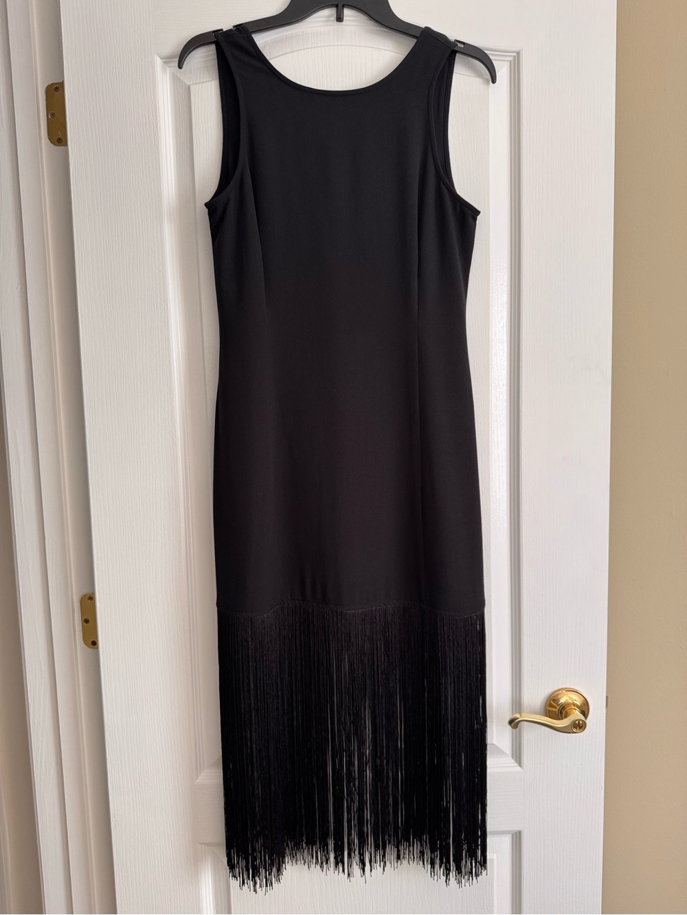 Abercrombie & Fitch Black Sleeveless Fringe Midi Dress Small